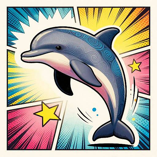 Playful Dolphin Comic Illustration
