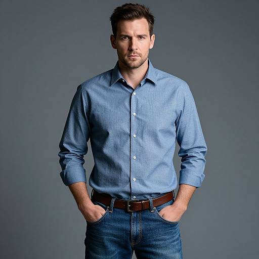 Serious Man in Casual Outfit