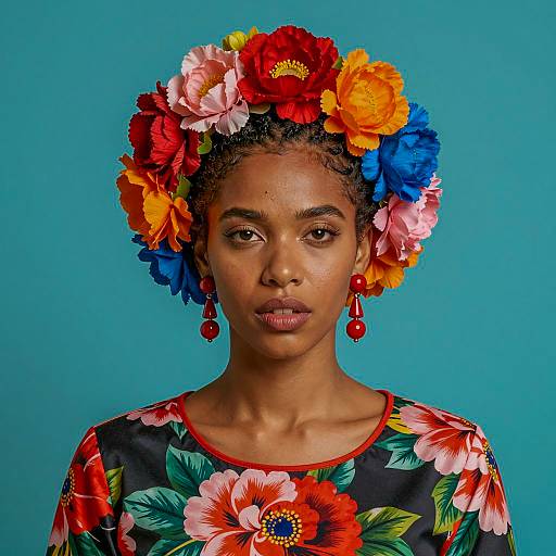 Vibrant Floral Headdress Photography