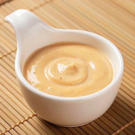 Close-up Ceramic Gravy Boat with Creamy Soup