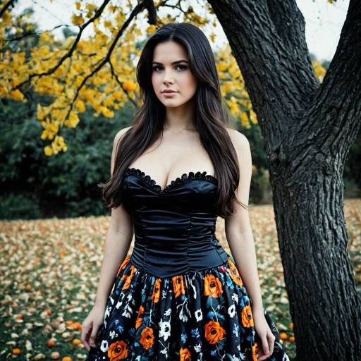 Outdoor Halloween Costume with Floral Dress