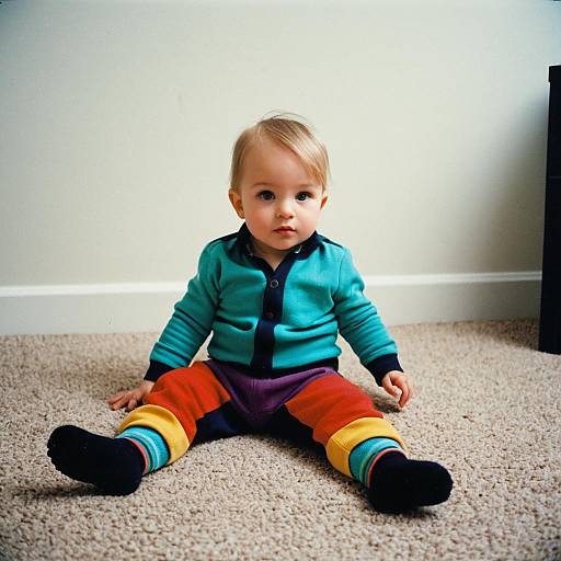 Toddler Sebastian in Colorful Outfit