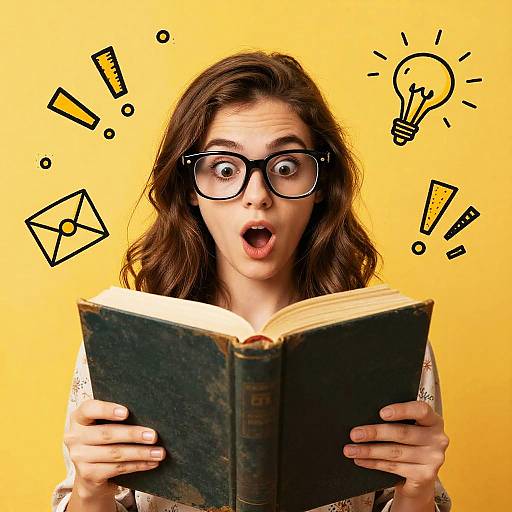 Funny Portrait with Oversized Reading Glasses