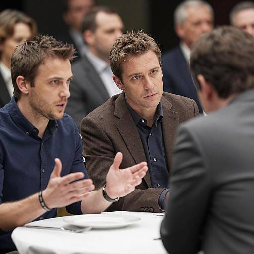 Three Men Engaged in Serious Conversation