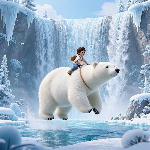 Child Riding Anti-Gravity Polar Bear