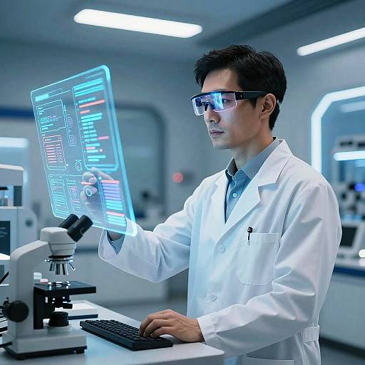 Futuristic Scientist in High-Tech Lab