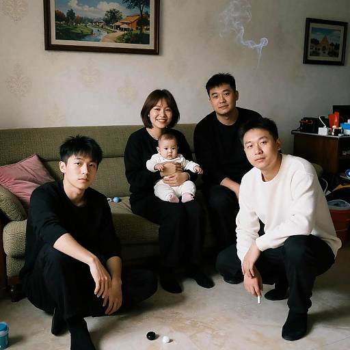 Casual Family Gathering in Living Room