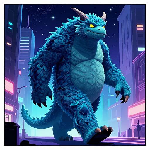 Gigantic Monster in Neon City Comic