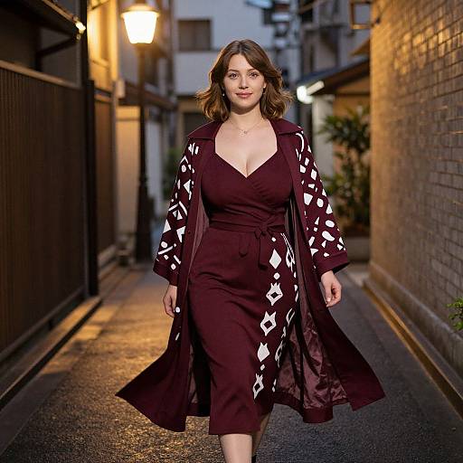 Serene Woman in Vintage Tokyo Alley