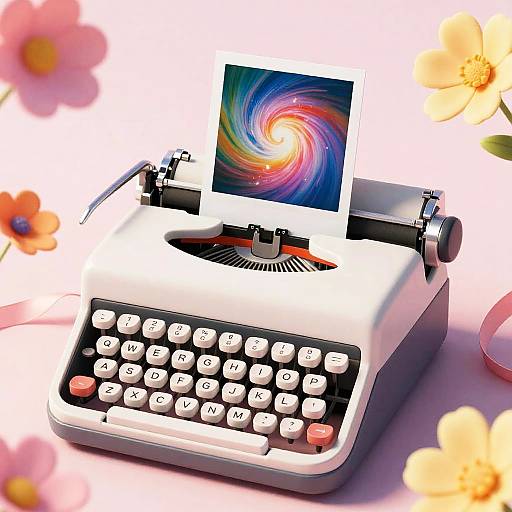 Whimsical Vintage Polaroid Typewriter
