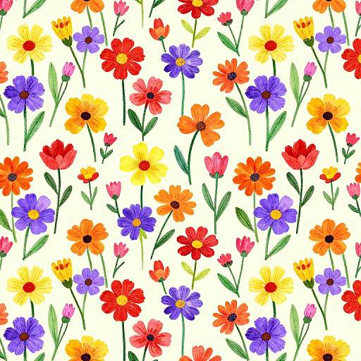Vibrant Stylized Floral Field Pattern