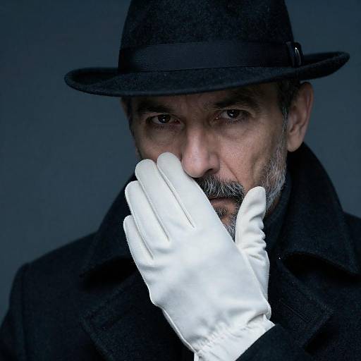 Mysterious Man in Black Hat and White Glove