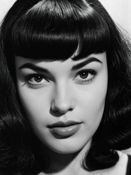 Close-up Portrait of Woman with Bettie Page Bangs