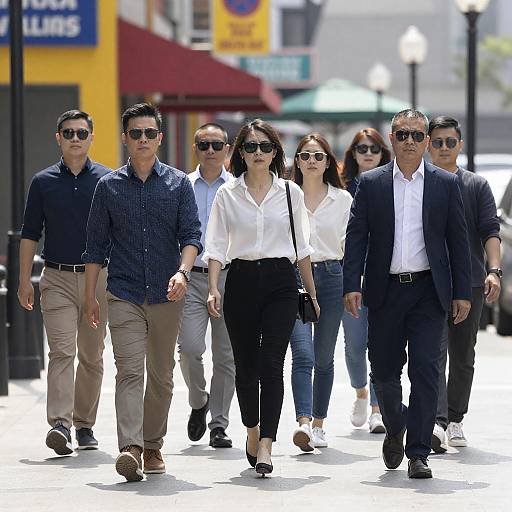 Diverse Group Walking in Urban Setting