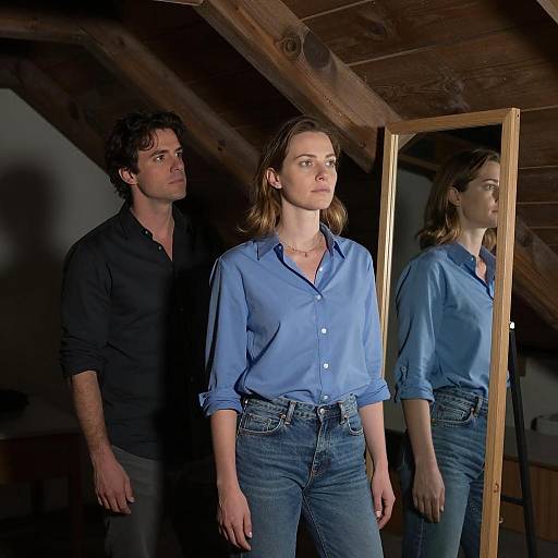 Intense Moments in a Dimly Lit Attic