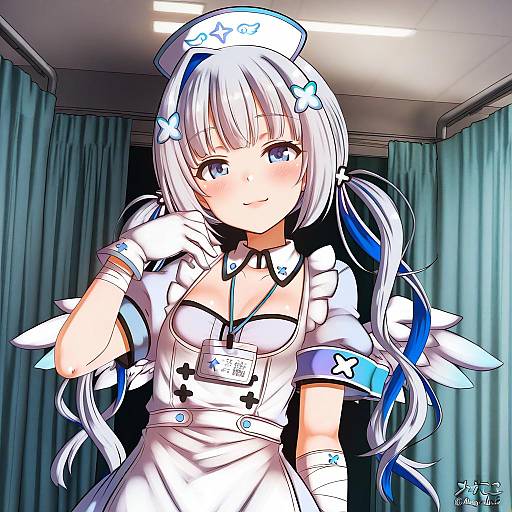 Illustration of Amane kanata (nurse), hololive in the style of Megadeko