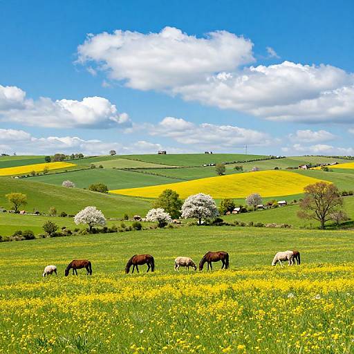 Vibrant Springtime Countryside Panorama