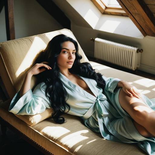 Woman Reclining on Vintage Chaise Lounge