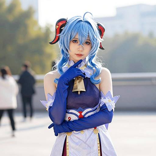 Woman in Detailed Cosplay Costume Outdoors