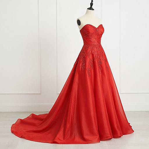 Elegant Red Organza Sweetheart Prom Dress