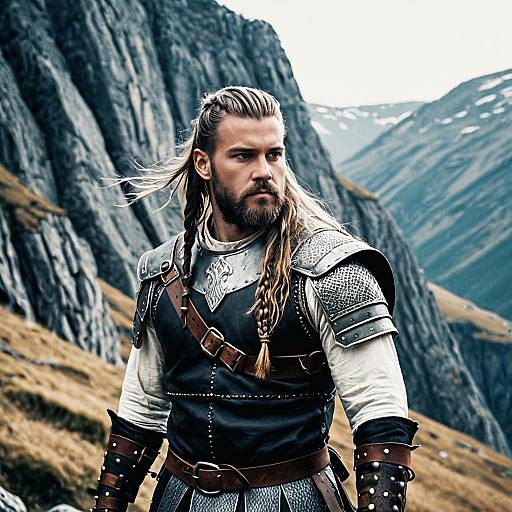 Viking Hairstyle on Armored Man