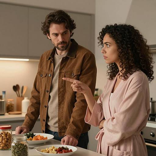 Couple Having Serious Discussion in Kitchen