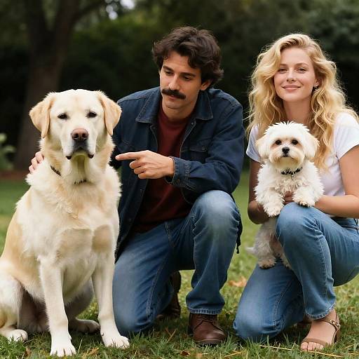 Casual Outdoor Family Moment with Dogs