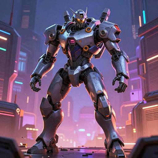 Futuristic Mechs in Vibrant Sci-Fi City