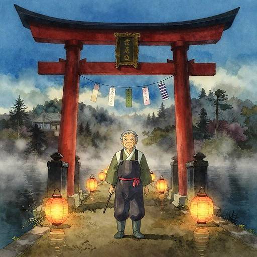 Spirited Away-Inspired Misty Riverside Scene