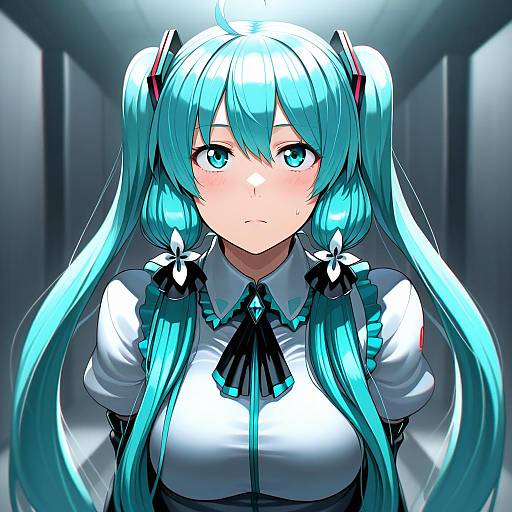 Illustration of Hachune miku, vocaloid in the style of Ayakumo