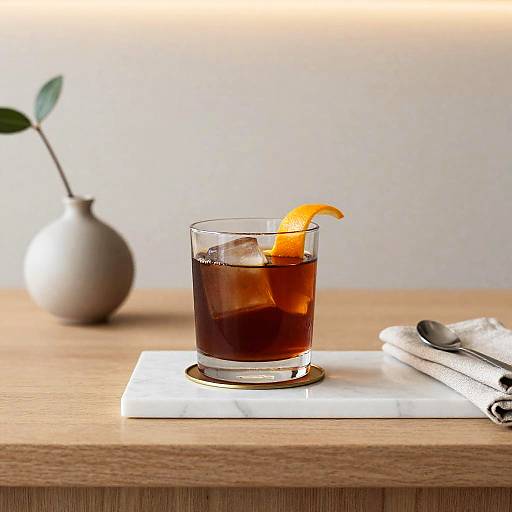 Minimalist Old-Fashioned Rum Still Life