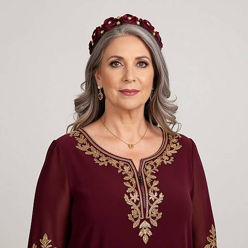 Elegant Woman in Maroon Dress