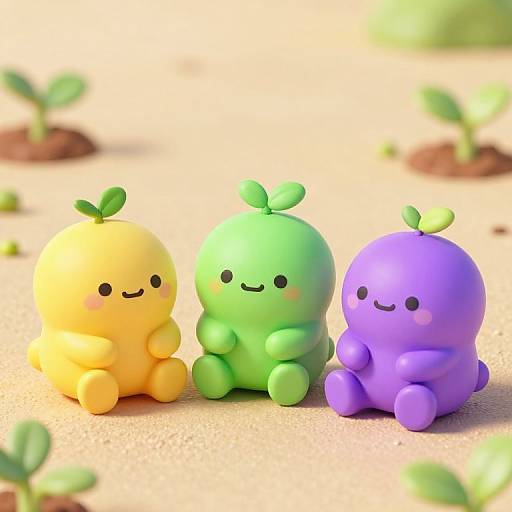 Colorful Ooblets on Sandy Ground