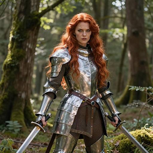 Fierce Red-Haired Warrior in Forest