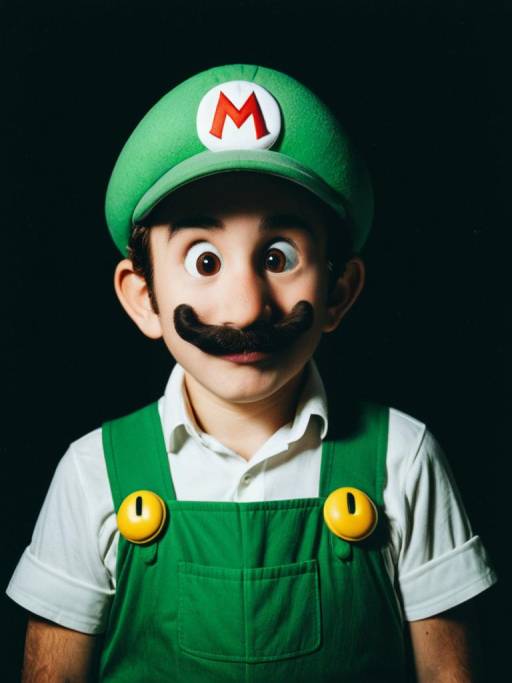 Man in Luigi Halloween Costume