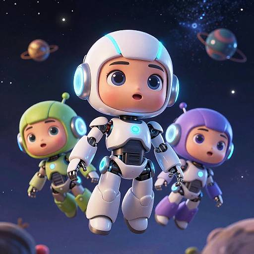 Robot Girl Space Adventure Cartoon