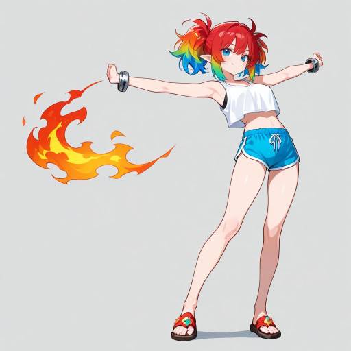 Whimsical Sprite with Rainbow Hair and Sparkles Whimsical Sprite with Rainbow Hair and Sparkles
