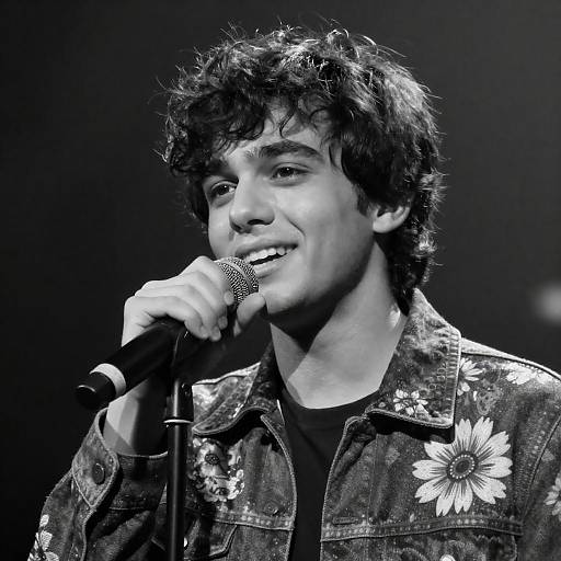 Grainy High-Contrast Black-and-White Singer Portrait