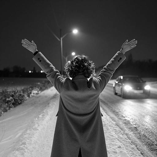 Nighttime Solitude: A Roadside Moment