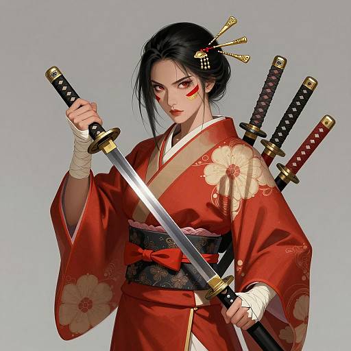 Fearless Asian Woman Warrior Illustration