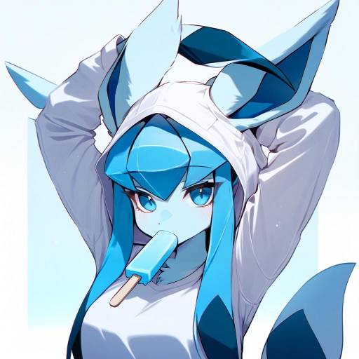 Glaceon-Inspired Furry Girl with Popsicle