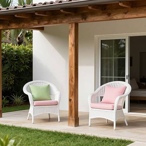 Cozy Wicker Patio with Pastel Accents
