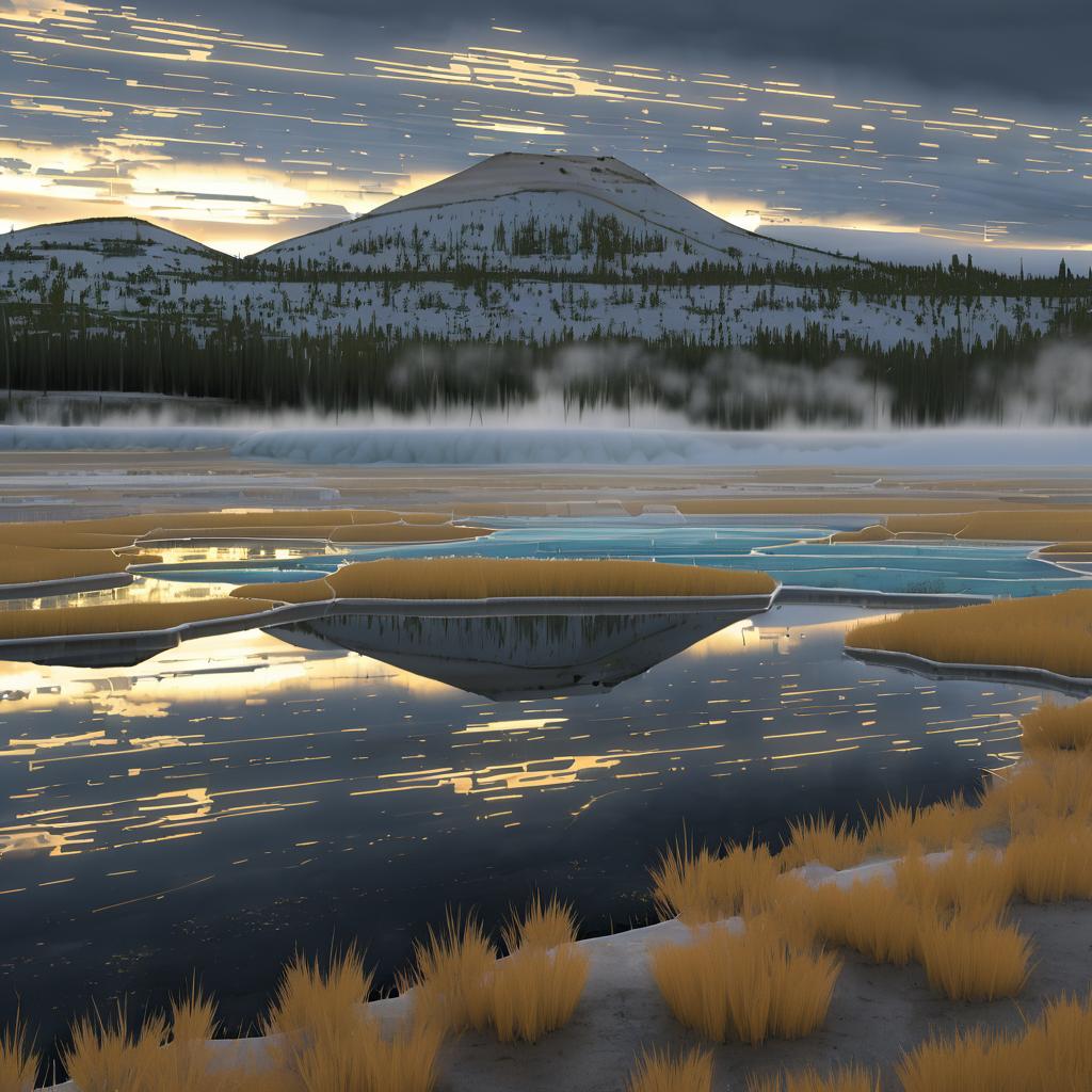 Mysterious Geyser Basin with Skeletal Structures