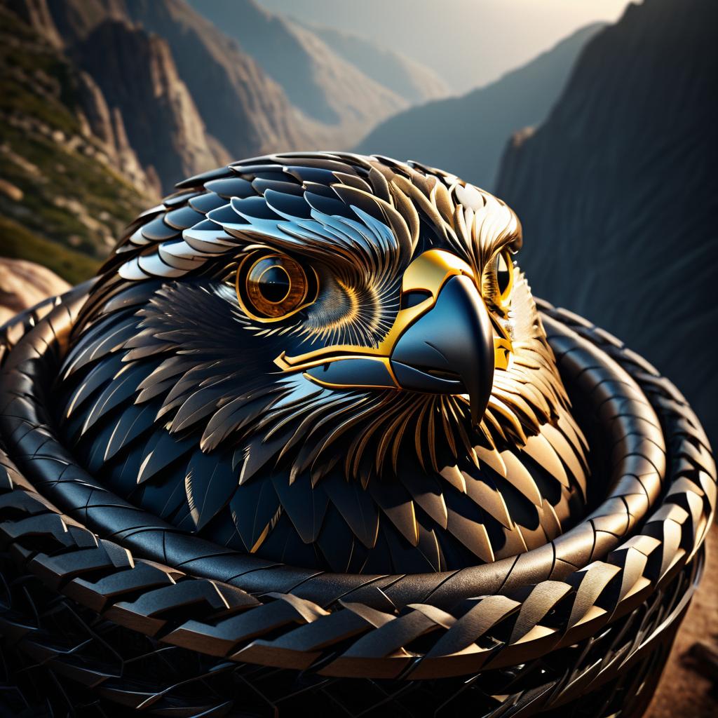 Dramatic Falcon Portrait in Mountains