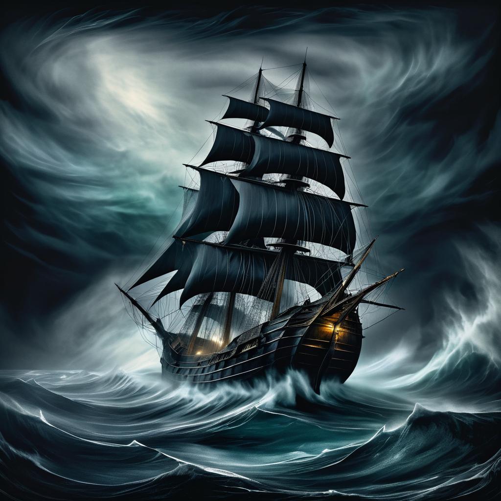 Enigmatic Ghost Ship in Stormy Waters