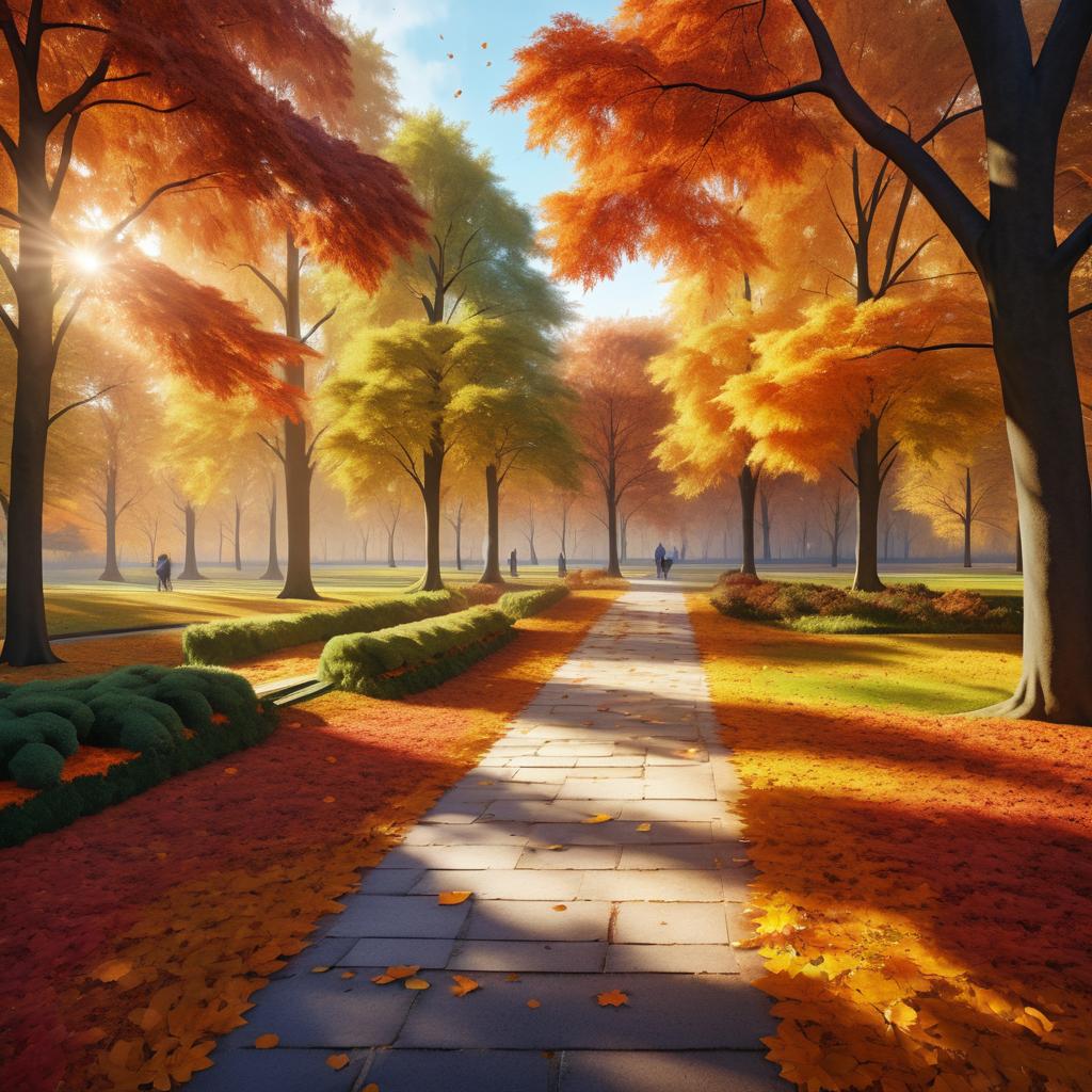 Immersive Autumn Park Digital Painting