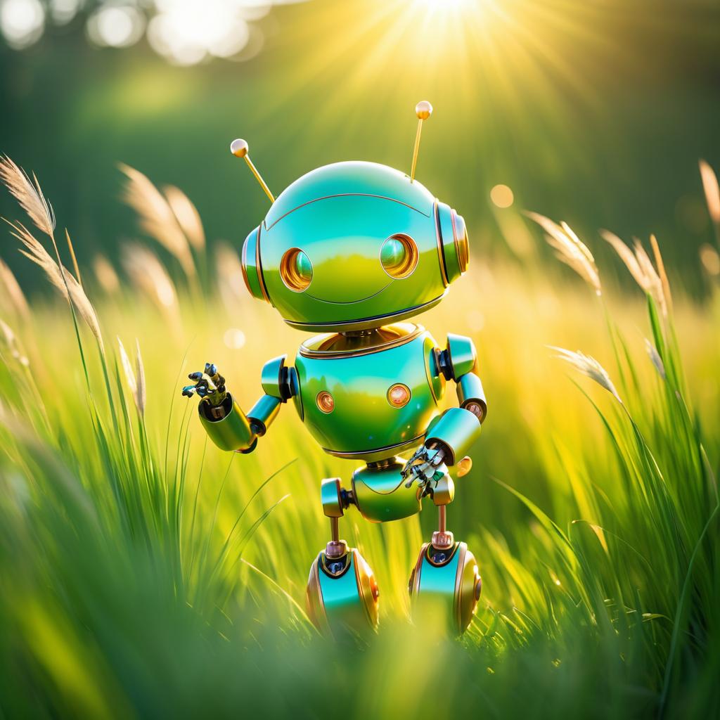 Whimsical Robot in a Sunlit Field