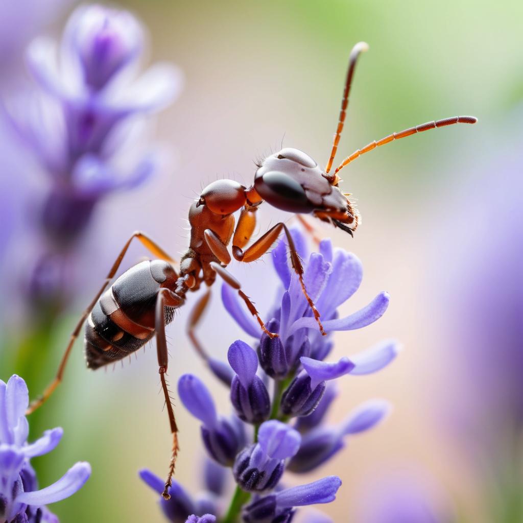 Intricate Macro Photo of an Ant on Lavender