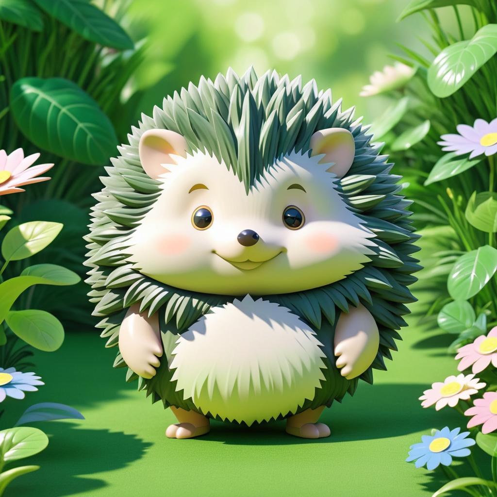 Kawaii Strong Hedgehog in Garden