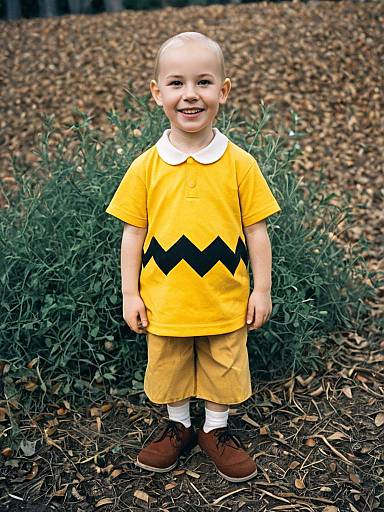 Child in Charlie Brown Costume Outdoors